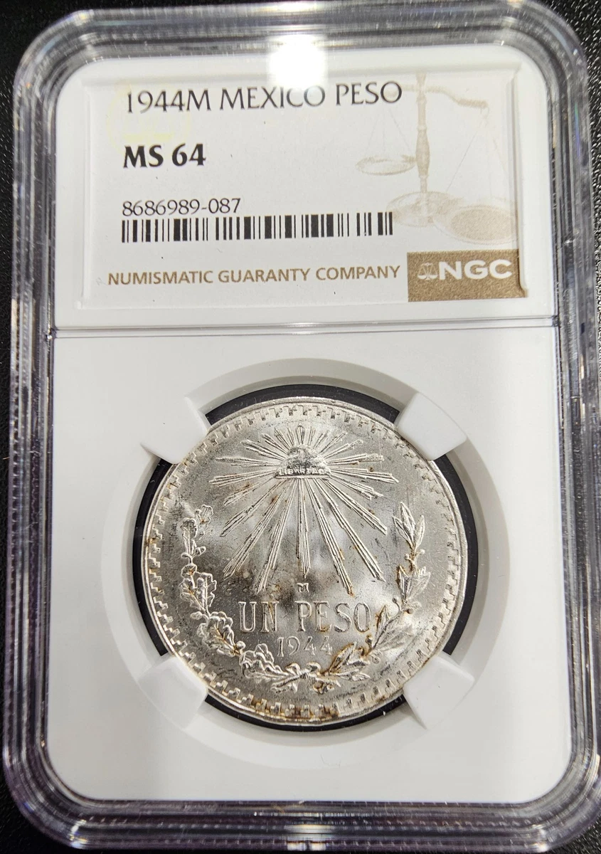 高鑑定　超レア1944年 メキシコ 1ペソ 銀貨 NGC MS 66 NGC 1944 Year Mexican Coins for sale | eBay