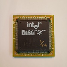 RARE INTEL 486SX 25mhz CPU Processor Ceramic Gold KU80486SX-25 Vintage SX673