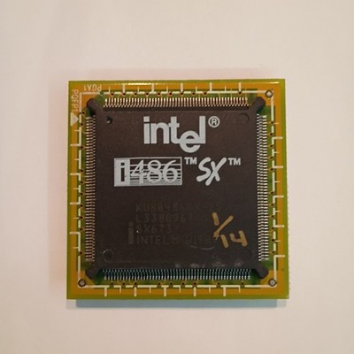 RARE INTEL 486SX 25mhz CPU Processor Ceramic Gold KU80486SX-25 Vintage SX673