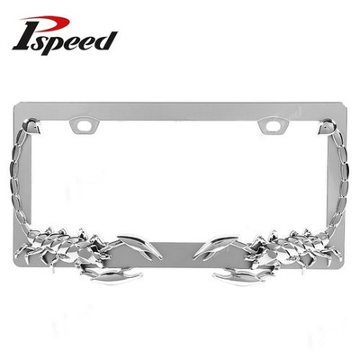 PVD Chrome 3D Scorpion USA Size Universal Plastic License Plate Frame Holder