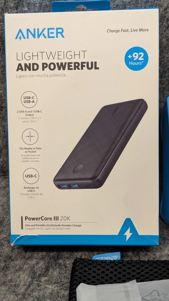 Paquete de cargador de batería portátil Anker PowerCore III 20K mAh USB-C (A1364H11-1) Foto 2 de 4