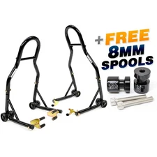 Front & Rear Wheel Lift Stand Combo + Swingarm Spools For Suzuki GSXR 600 1000