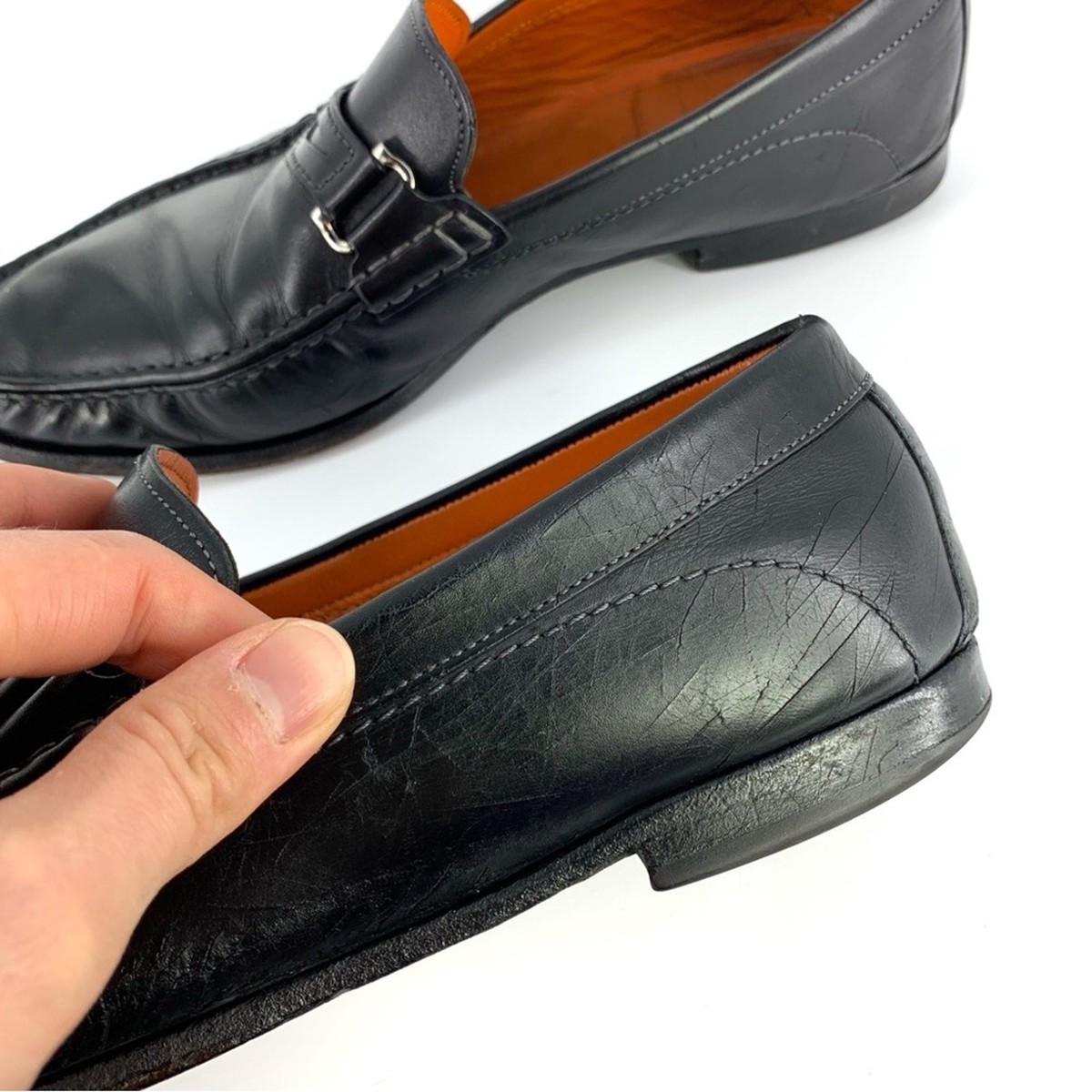 SANTONI Horse Bit Loafer Moccasin Black Leather 9 D | eBay display picture 1