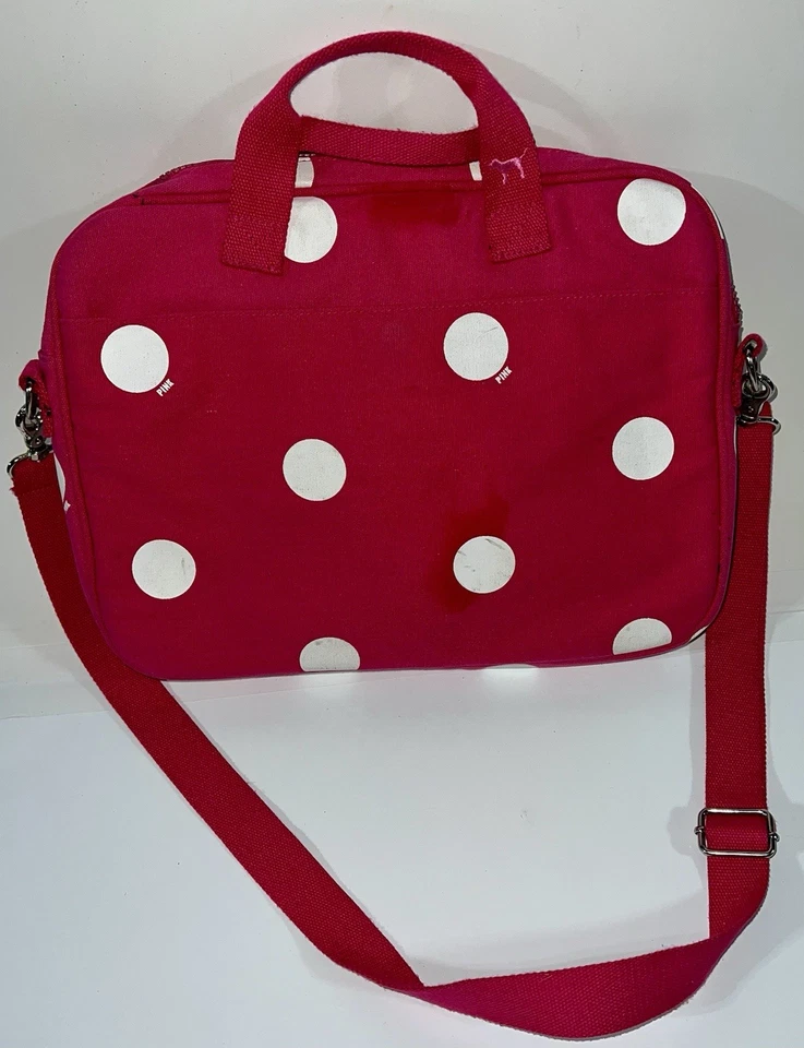 Victorias Secret ROSA - Blanco Lunares Estuche de Transporte para Laptop Bolso Mensajero Foto 4 de 4