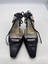 JIMMY CHOO ANKLE STRAP HEELS SQUARE TOE PUMPS TONAL BUCKLE CLOSURE No Box C1