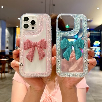 For Various Phone Glitter Diamond Bowknot Case Bling Cover Fashion Women Girls