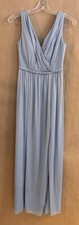Azazie Grecian Style Double V Side Slit Formal Dress Gown Pale Blue *read* Sz 4