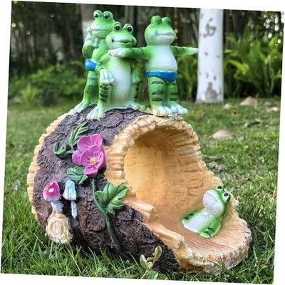 Cute Gnome Riding A Frog Downspout Decoration – Resin Outdoor Garden Sculpture