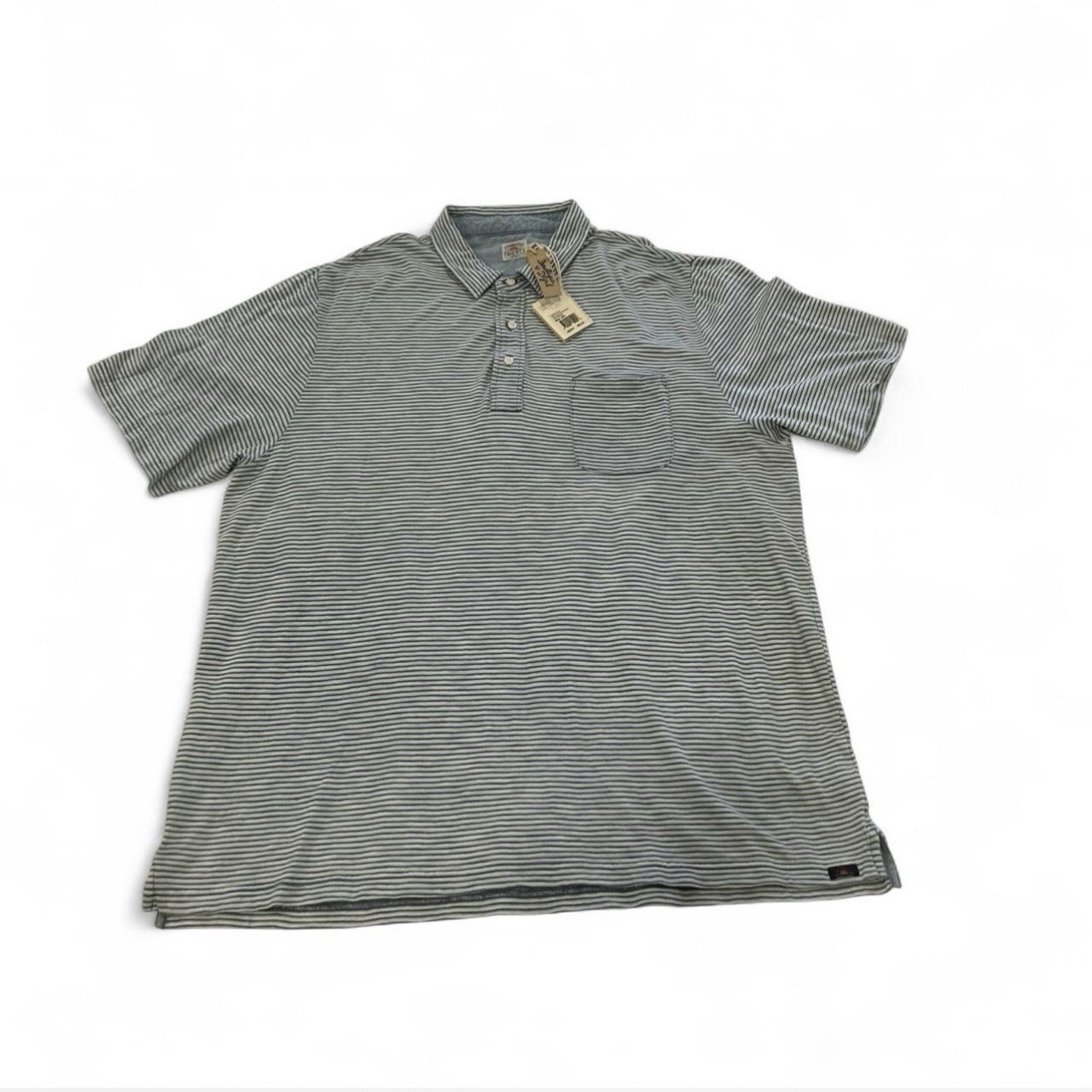 FAHERTY Short Sleeve Polo Blue & Off-white 100% Cotton Men's XXL thumbnail 2