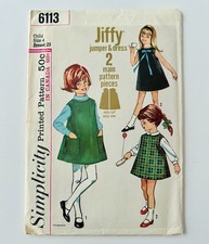 Simplicity Vintage 1965 Sewing Pattern 6113 Child's Dress or Jumper Size 4