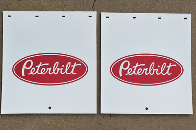 Peterbilt PACCAR White Mudflaps Pair 23  tall x 24  wide New Take-Offs