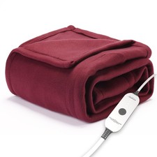 Sunbeam Royal Ultra Cabernet Heated Personal Throw / Blanket, Cozy-Warm, Adju...