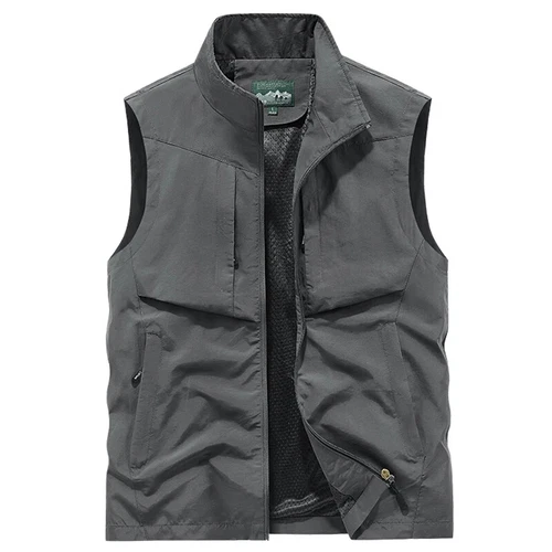 Spring Autumn Men Outdoor Fishing Vest Casual Sleeveless Mesh Waistcoat Jacket - Picture 4 of 15
