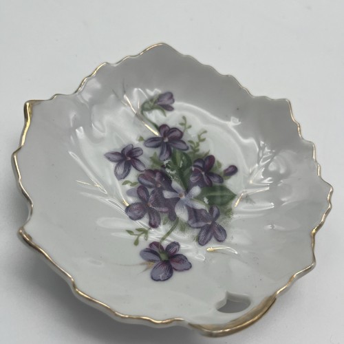 Vintage Mid-Century Rossetti "Spring Violets" Occupied Japan, Maple Leaf Plate - 第 1/4 張圖片