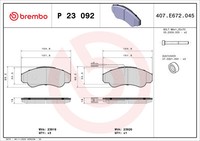 P 23 092 Brembo Bremsbelagsatz, Scheibenbremse FüR CitroËN,Fiat,Peugeot
