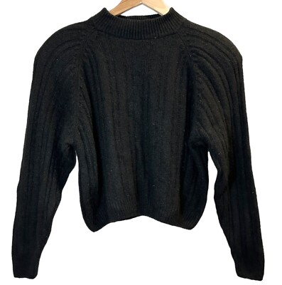Vintage 80s EXTRA ENERGY De Rotchild Sweater Size MEDIUM Black Crop Silk Angora