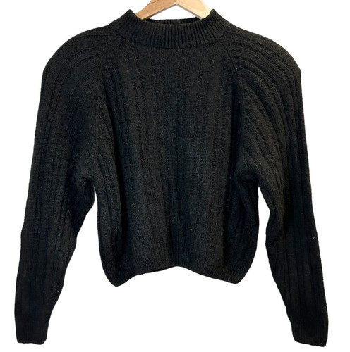 Vintage 80s EXTRA ENERGY De Rotchild Sweater Size MEDIUM Black Crop Silk Angora