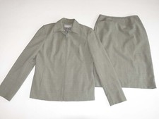 Liz Claiborne Women's Zip Front Blazer Skirt Suit Size 6 / 8 Gray Knee Length