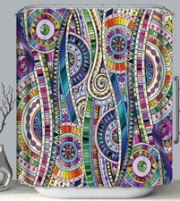 Psychedelic Art Fabric SHOWER CURTAIN 70x70 w.Hooks Colorful Design Modern