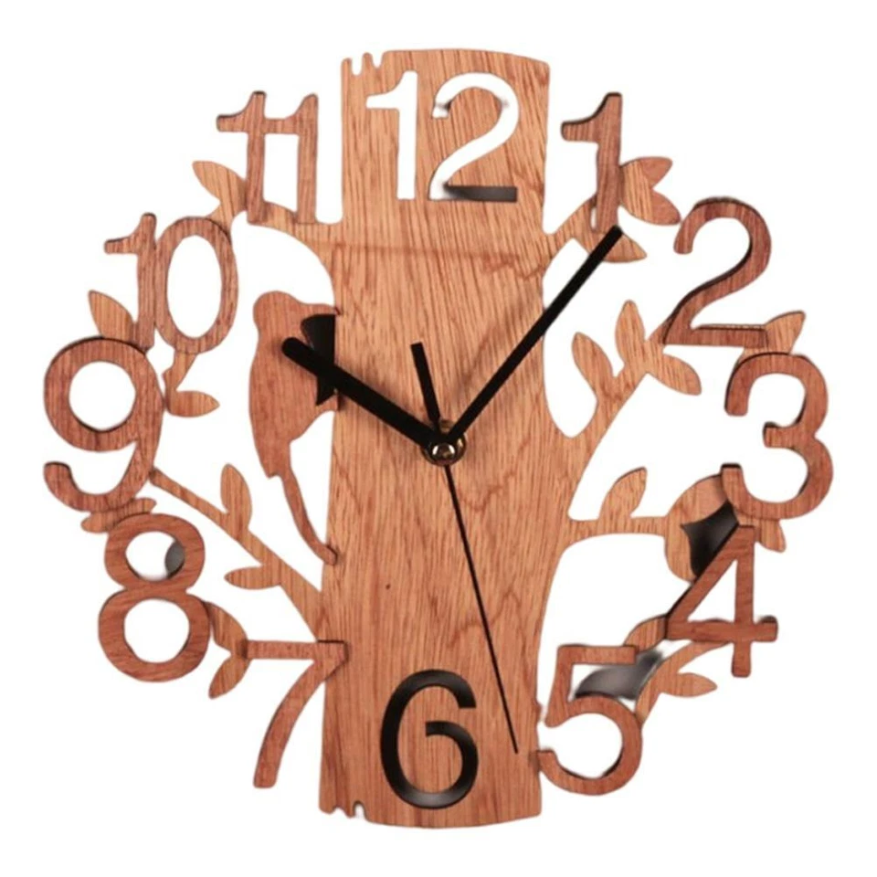 Wall Clock Tree-Shape Silent Non-Ticking Clock  Office Living Room Bedroom Decor Foto 2 de 4