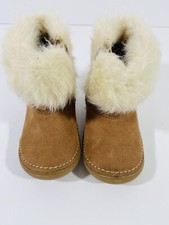 Genuine Kids Oshkosh Girls Bootie Boots Faux Fur Brown Rubber Sole Sz 4 Winter