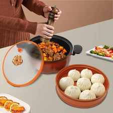 8L/2.11gal Pressure Cooker Pressure Cooking Pot Push-pull Lock with Steamer