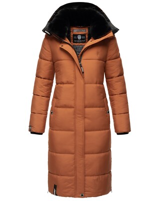 Marikoo Womens Winter Jacket Parka Quilted Coat Faux Fur Lined Hood Reliziaa