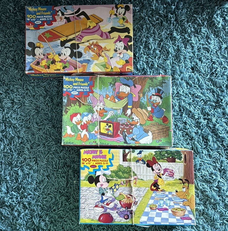 Vintage 100 Piece Puzzle Disney Lot Of 3