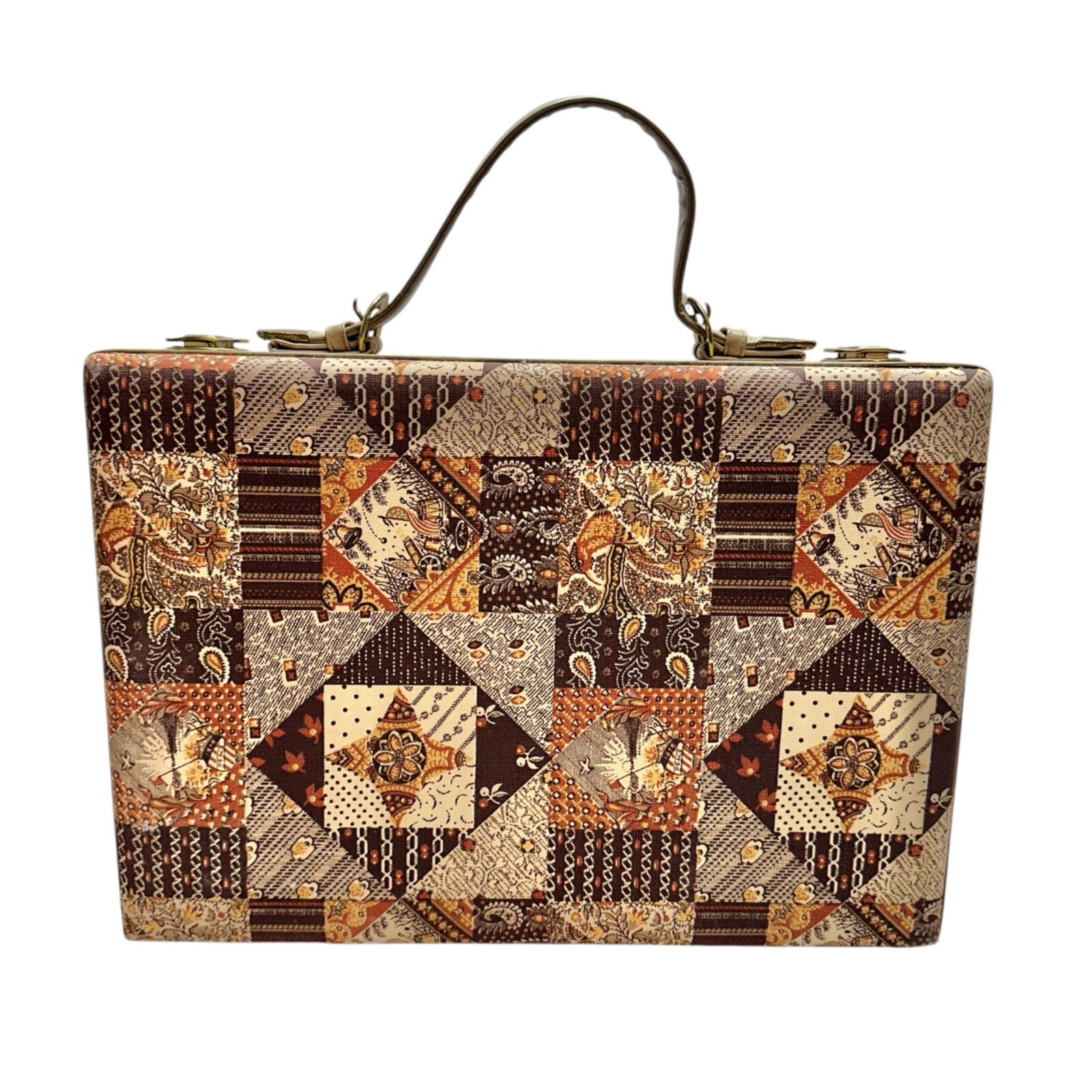 Vintage Patchwork Tapestry Briefcase With Handle … - image 1
