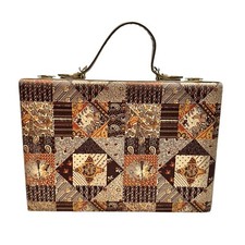 Vintage Patchwork Tapestry Briefcase With Handle Key Lock Keys Included 17x12x3