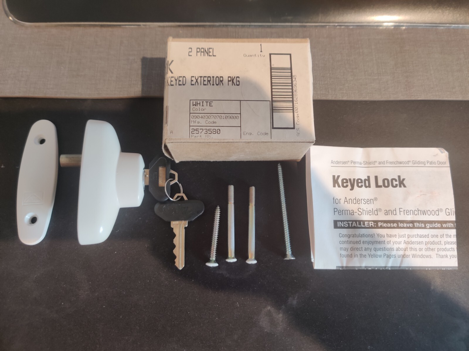 Andersen Sliding Door Keyed Lockset Metro White P/N 2573580 eBay