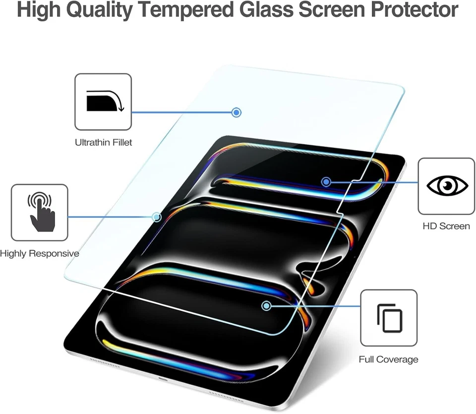 2x 9H Panzerfolie Glas für iPad Pro 13 Zoll M5/M4 (2025/2024) Schutzglas HD Klar - Bild 3 von 4