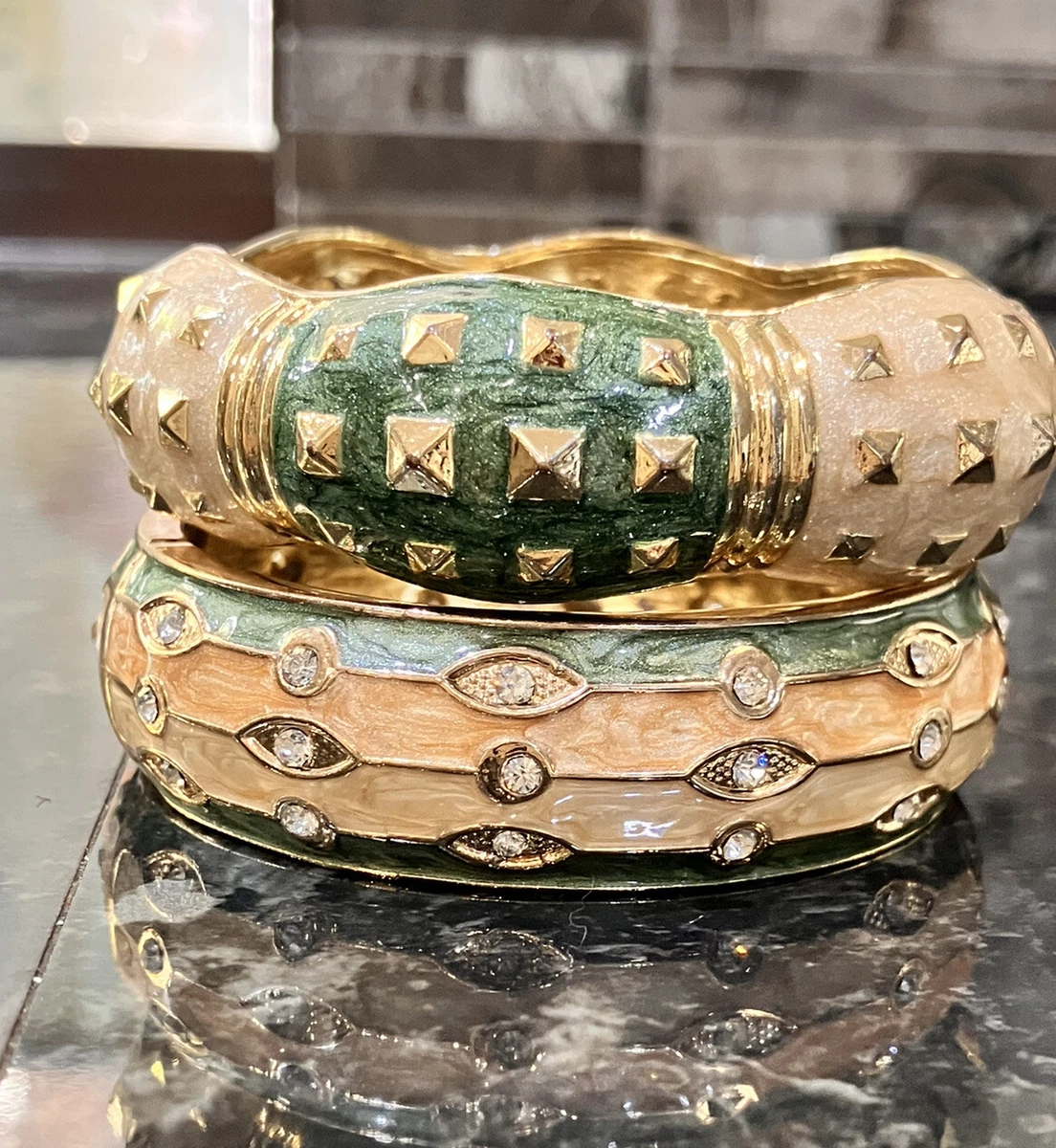 Green hotsell gold bangles