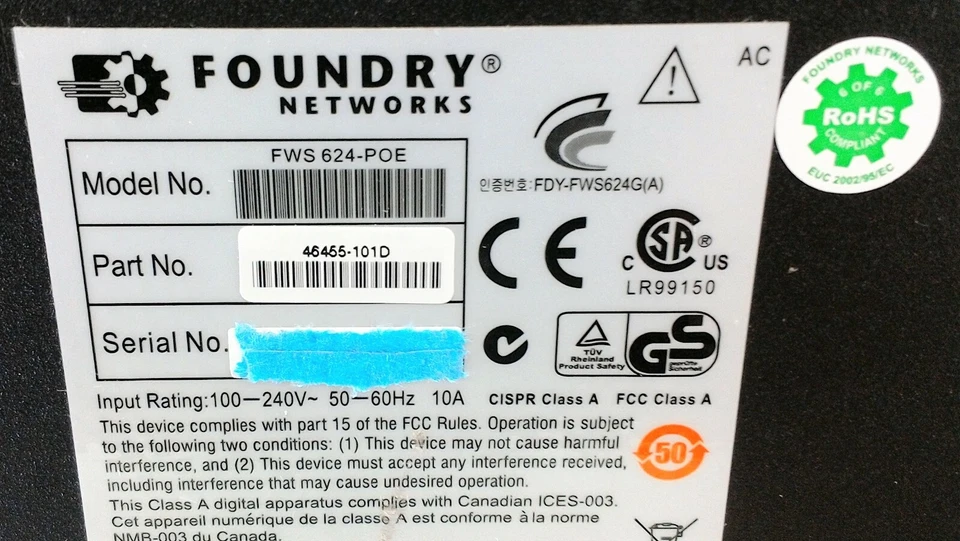 Brocade FWS624-POE 20 x 10/100 Mbps 802.3af PoE ports - Image 4 of 4