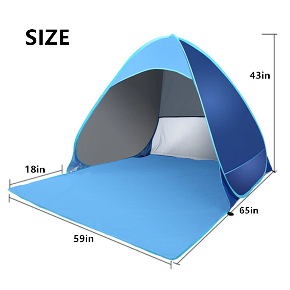 Tienda de playa emergente portátil parasol refugio exterior camping pesca toldo azul Foto 2 de 4