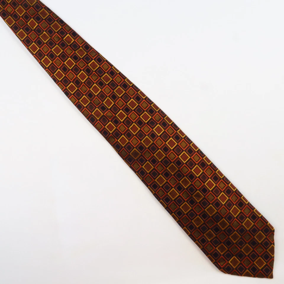 Corbata para hombre Tino Cosma negra marrón cobre cuadrados 59x3,5 moderna audaz abstracta Foto 2 de 4