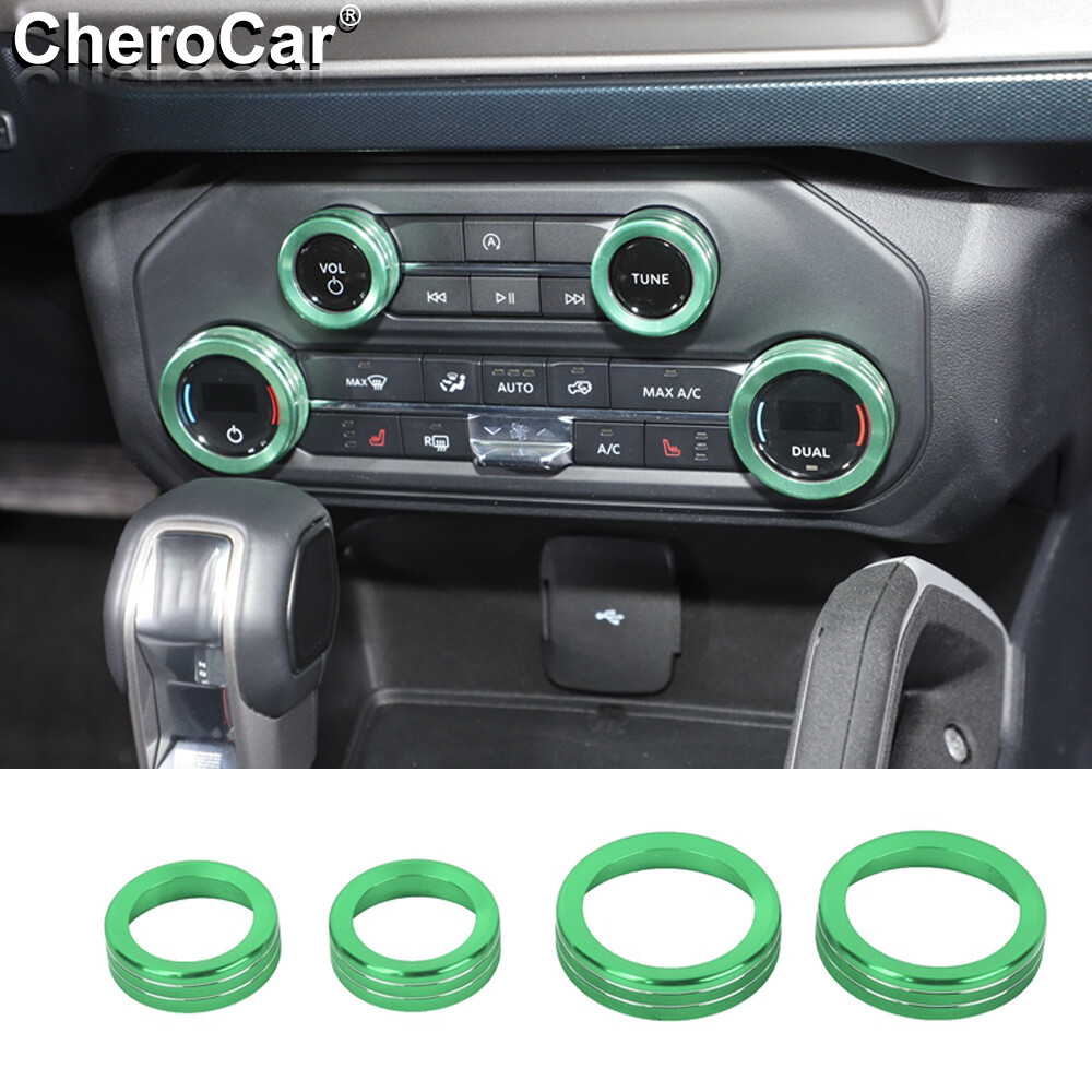 Green Air Condition Audio Switch Knob Trim For Ford Bronco 2021 2022 Accessories