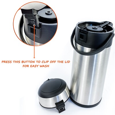 Coffee Flask 5L Tea Coffee Pot Vacuum Insulated Pump Action Travel