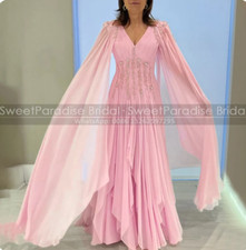 Cape Sleeves Tiered A Line Mother of the Bride Dresses Heavily Beaded V Neck