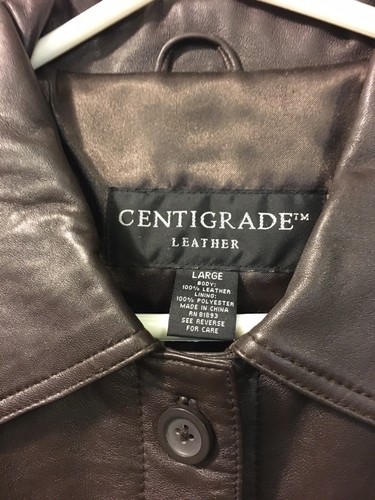 ❤️Centigrade Women's Leather Jacket DK Espresso Brown Buttoned SZ LGE - Picture 5 of 12