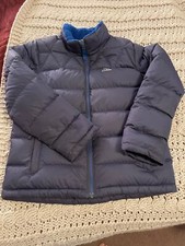 L.L.Bean Kids DownTek Water-Resistant Puffer Jacket L14-16 Navy Blue Fleece Lini