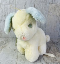 RARE VTG Eden Blue Puppy Dog Sleeping Eyes Closed Satin Ears Tongue Out
