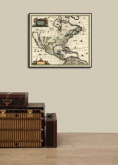 North America 1652 Vintage Style Early United States Map - 36x42 - Image 3 of 3