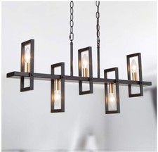 Modern Farmhouse Chandelier, 5-Light Gold for Dining Room, 32" Island Lights