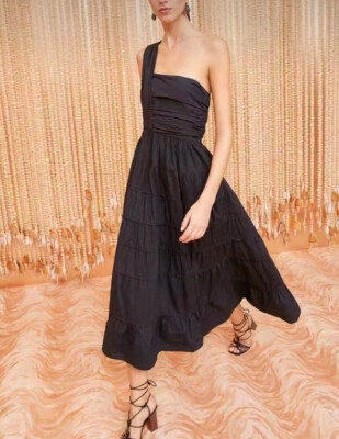 ULLA JOHNSON Cotton Slip Midi Dress for Ladies Black