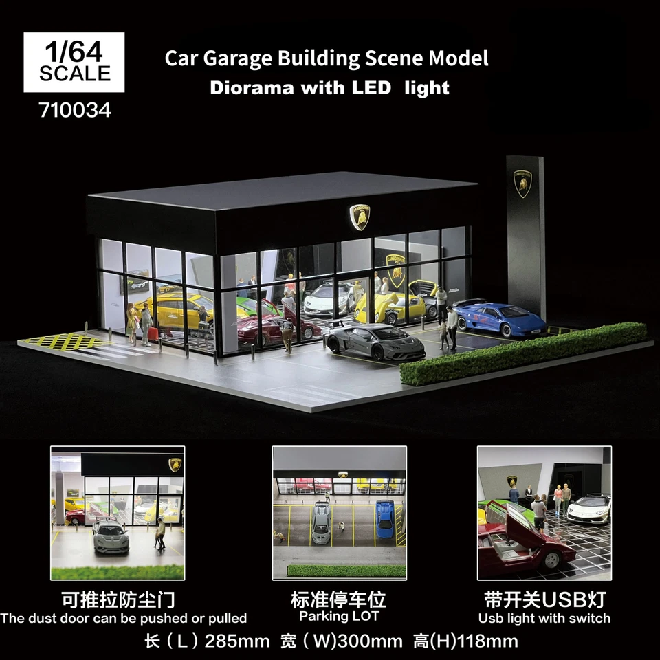 1/64 Diorama Car Garage Model LED Lighting City Building Street View Scene Model - Image 2 of 4