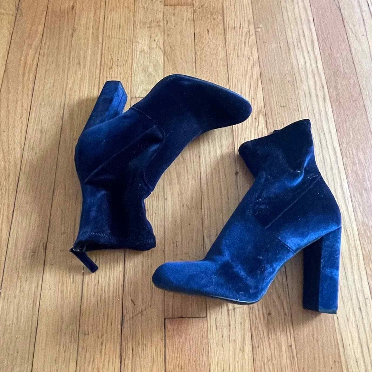 Steve Madden Blue Velvet Ankle Booties Sz 7.5M | eBay