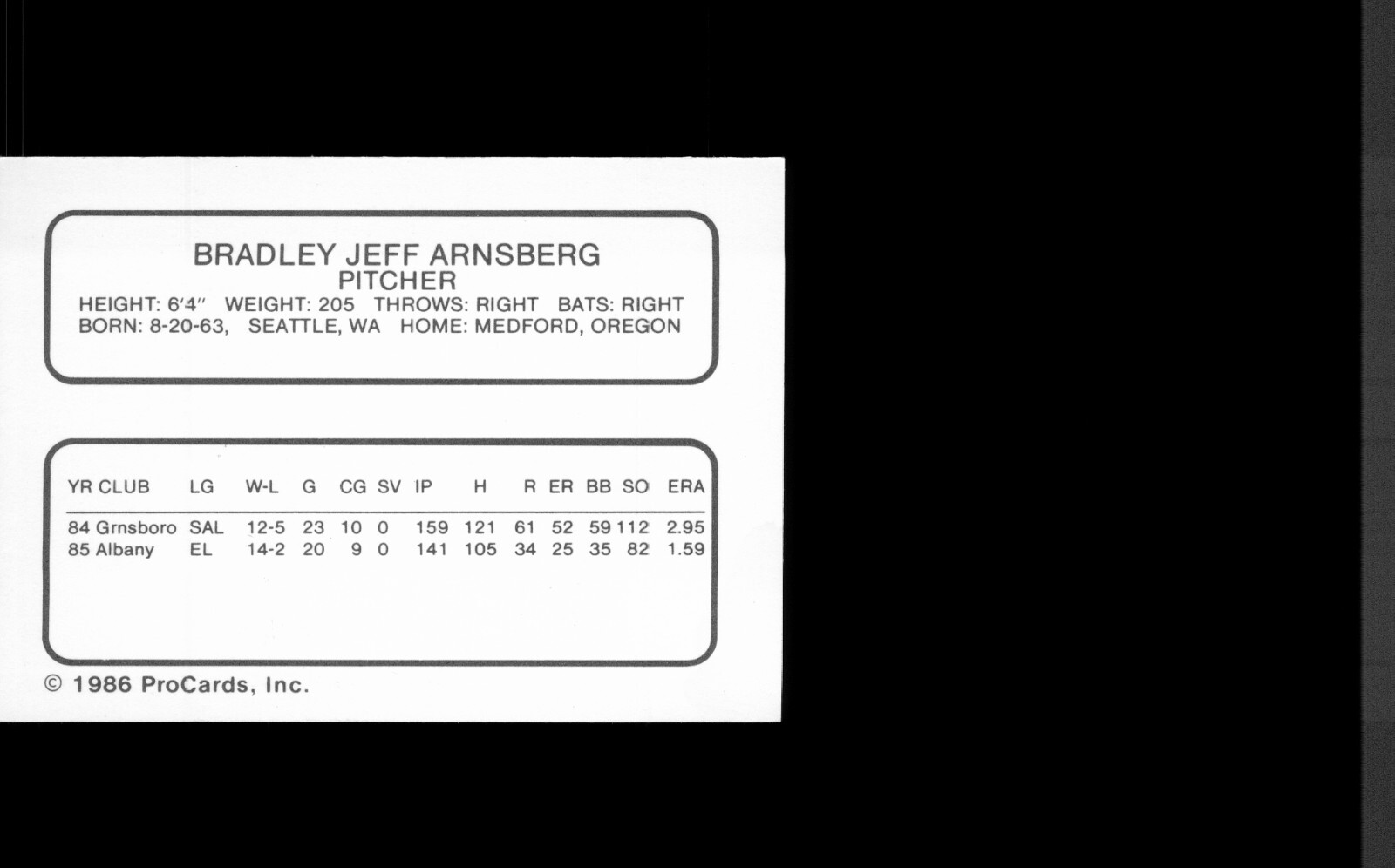 1986 ProCards Columbus Clippers - You Pick 1! - AAA New York Yankees - Minor Lge