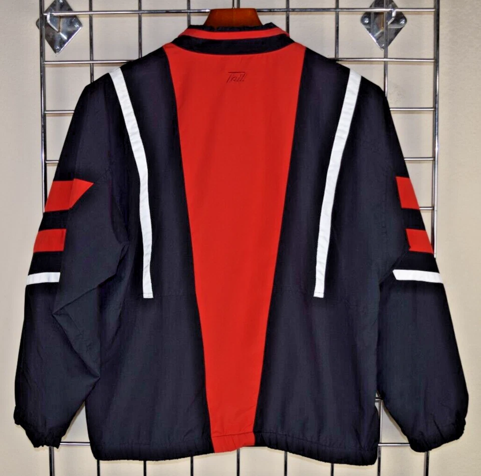Chaqueta cortavientos vintage cola talla S/M años 80 negra roja blanca brillo suave forrada Foto 4 de 4