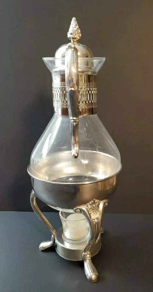 Hervidor de té/café carafae chapado en plata vintage de 10 tazas con soporte y quemador Foto 2 de 4